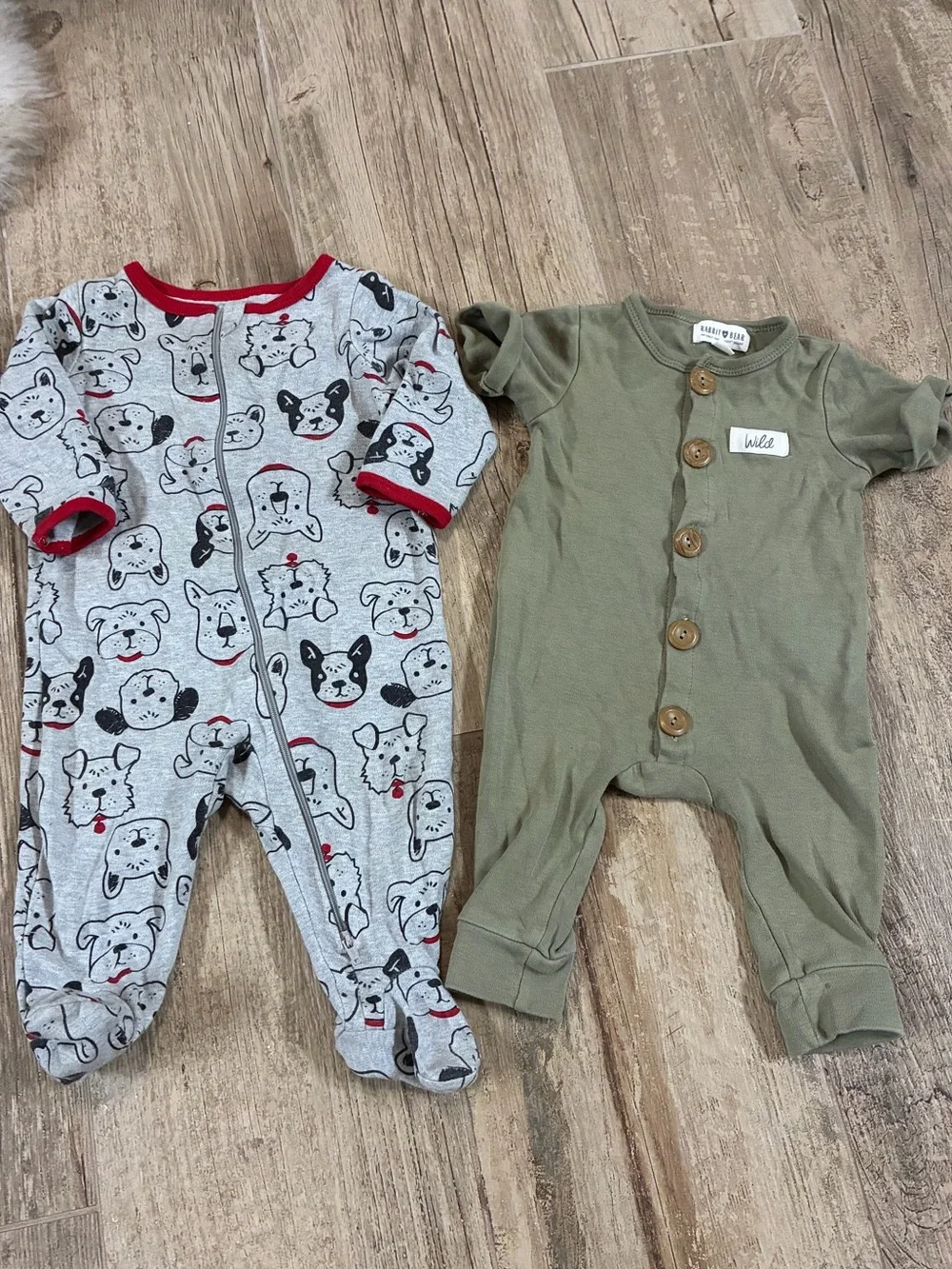 Baby Boy 3-6M 2 Piece Romper Sleeper Bundle Rabbit + Bear Wonder Nation #1325